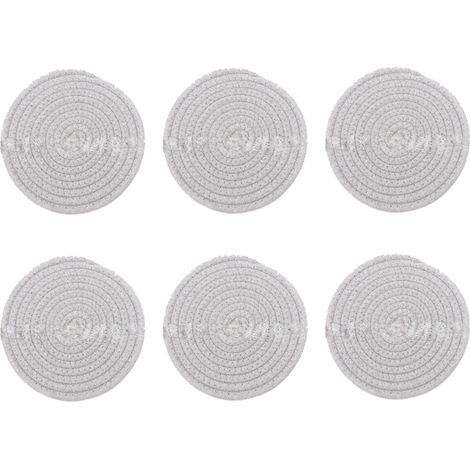 Dessous de verre tissés à la main, absorbants, ronds, résistants à la chaleur, ultra-absorbants, gris clair (1/5)