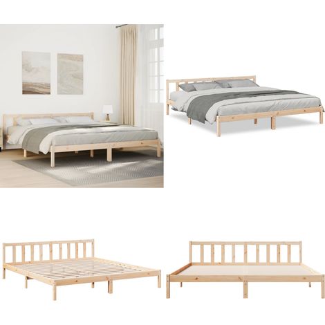 Cadre de lit extra long sans matelas 200x220 cm bois massif pin - Cadre de lit extra long - Lit en pin (1/5)