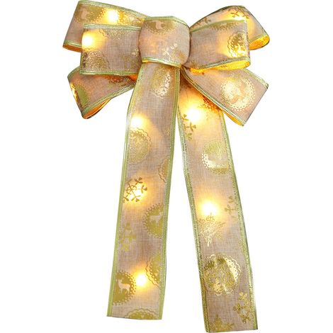 Noeud lumineux de Noël avec flocon, élan imprimé, ruban LED pour sapin (1/5)