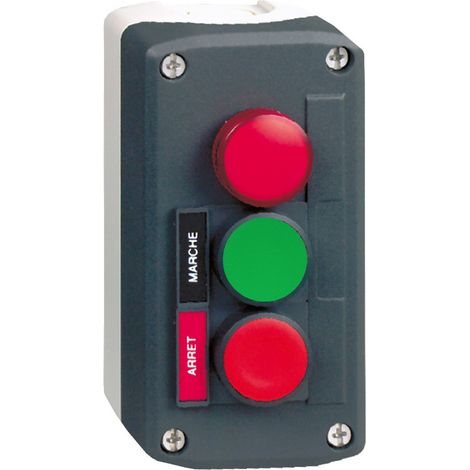 Harmony boite 3 boutons poussoirs diam. 22 vert /rouge/voyant rouge SCHNEIDER XALD361B