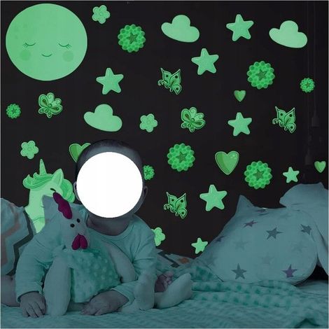 Leuchtende Aufkleber Sterne Einhorn Mond (1/3)