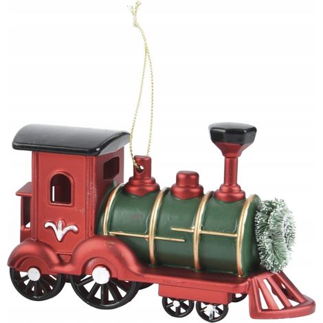 Weihnachtsbaum-Anhänger Lokomotive grün rot 12,5 x 7,5 cm 1 Stück (1/2)