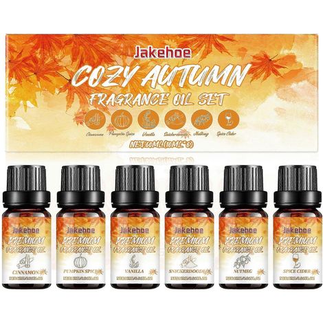 Coffret d'huiles essentielles d'automne, parfum boisé frais, ambiance chaleureuse et durable, compatible avec les humidificateurs. (1/4)