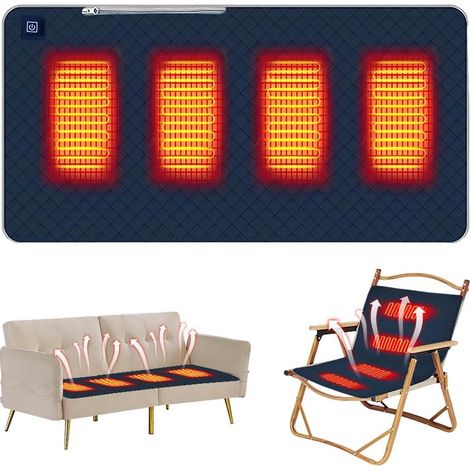 Coussin chauffant pour chaise de bureau chauffage à 3 températures siège soulagement des maux dos lavable en machine 45 x 90 cm (1/4)