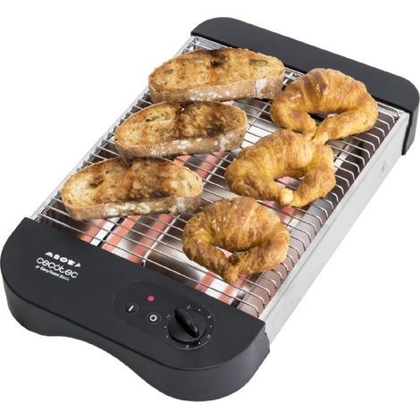 Cecotec Tostapane Orizzontale Turbo EasyToast Basic. 3 resistenze quarzo, 6 livelli di potenza, raccogli briciole, scopartimento per il cavo, 900 W (1/5)