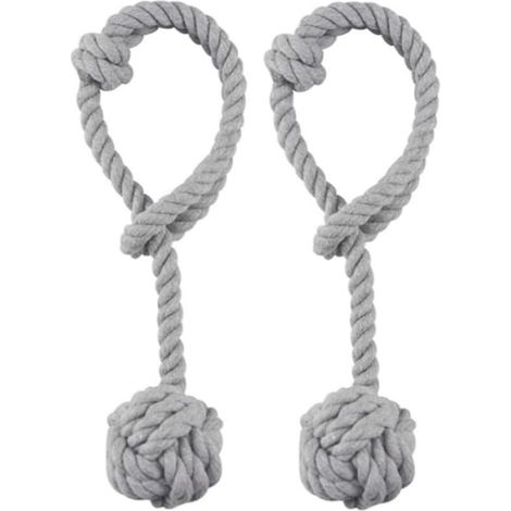 Embrasses de rideaux - Corde à rideaux - Fil de coton - 2 pièces - 65 cm - Gris (1/4)