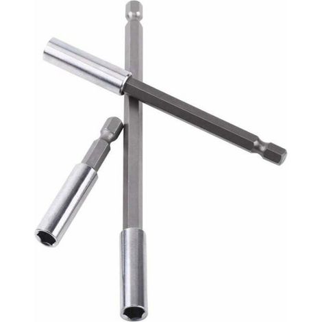 Porte Embouts Magnétique Extension de Vissage Tournevis Tige Hexagonal 60mm 100mm 150mm Rallonge Embout Visseuse(3Pcs 1/4") (1/4)