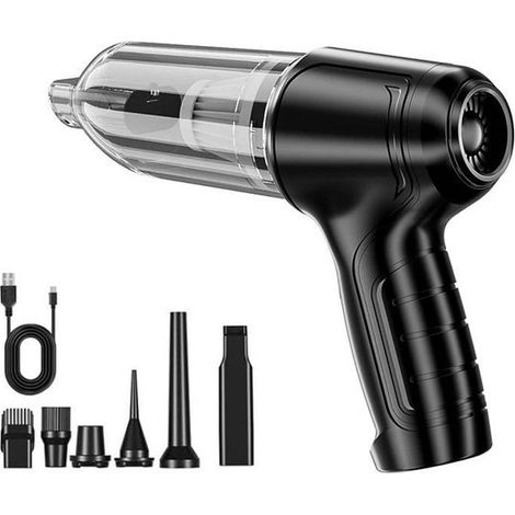 Aspirapolvere portatile senza fili per auto, mini aspirapolvere ricaricabile, nero, 7 accessori, 5000 Pa (1/4)