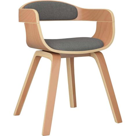 Silla de comedor madera curvada y tela gris claro vidaXL (1/5)
