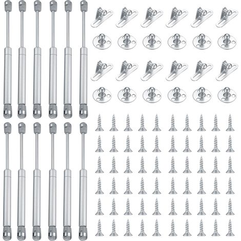 12 Pieces Hydraulic Gas Springs, 100N/10KG Hydraulic Furniture Springs with Shock Absorbers, Hydraulic Lifting Gas Springs for Kitchen Cabinets, Wardrobes, and Bedrooms (1/5)