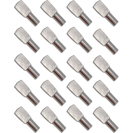 QORVA-5mm19mm，20Pcs Taquet Etagere, Support d'Étagère Étagère Broches Cheville Etagere Supports de Plaque en Métal Nickelé pour Armoire Bureau Accessoires