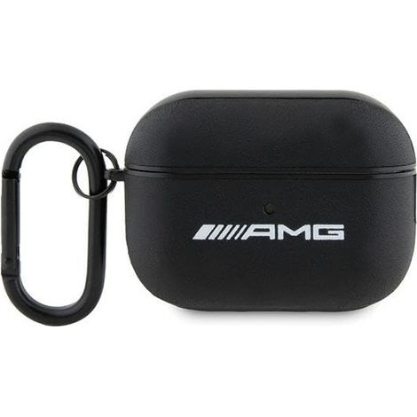 Coque AMG AMAP2SLWK pour AirPods Pro 2 (2022/2023) en cuir noir/noir avec logo blanc