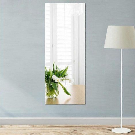 Miroir autocollant. Miroir mural adhésif. 40 x 122 cm. Dalles de miroir adhésives flexibles, 0,3 mm d'épaisseur, sans cadre. Plaque de miroir acrylique pour salle de bain. (1/4)