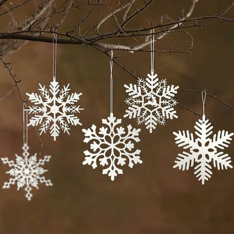 Flocons De Neige - Décoration Suspendue Pour Arbre De Noël - 35 Pièces - En Plastique - Diamètre 10 Cm (1/4)
