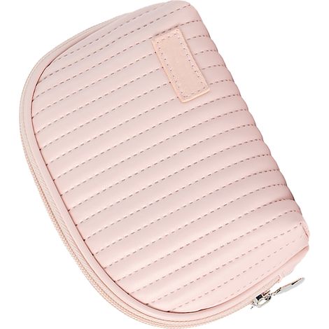 Trousse de maquillage en cuir PU rose, portable et grande capacité, idéale pour les voyages et les rouges à lèvres.