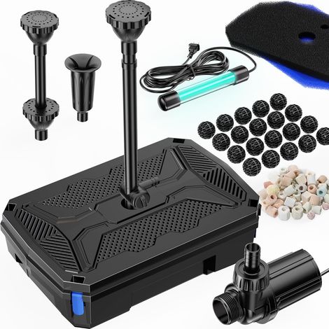 POPOSOAP Filtre de Bassin avec Clarificateur UV 12W Intégré, Pompe de Bassin 4500 l/h, Filtration en 4 Étapes pour Bassins de Jardin et Carpes Koï (1/5)