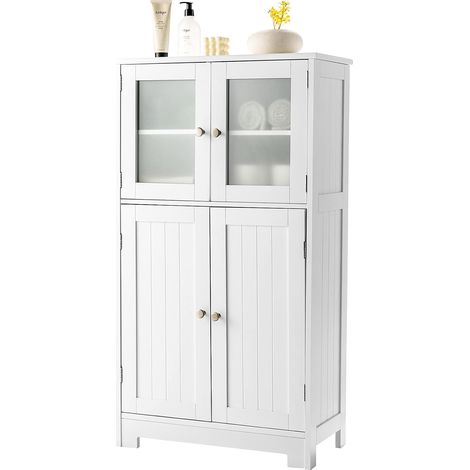 COSTWAY Meuble de Rangement 58 x 30 x 109 CM avec Etagère Réglable Armoire Polyvalent pour Salon,Chambre,Bureau,Cuisine Blanc (1/5)