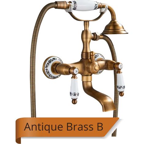 Mitigeur toilette vintage – Laiton vieilli – Double poignée – Bec pivotant – Version B – Pour lavabo/bidet