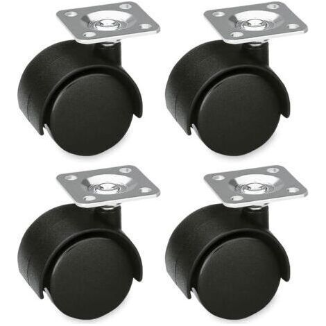 Set of 4 Furniture Casters 39mm Nylon - 25kg/Platinum Steel Wheel for Office Chairs & Coffee Tables (1/5)