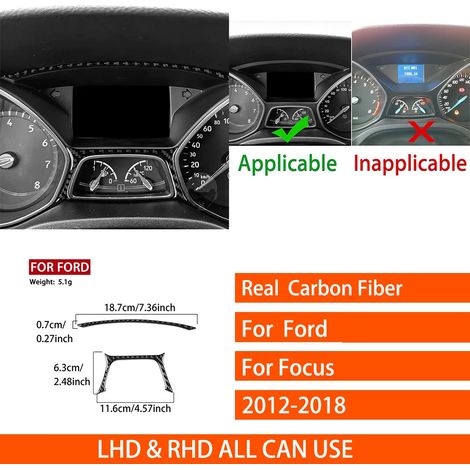 -27 Convient pour Ford Focus SE RS ST Ecoboost 2015-2018. Autocollants décoratifs en véritable fibre de carbone pour autoradio central, lecteur CD et panneau de porte. (1/4)