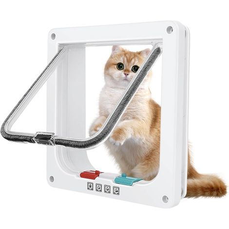 Chatiere pour Chat, 20 x 19cm (S), Verrouillage à 4 Voies Chatière, Porte pour Animaux pour Chats et Petits Chiens, Fermeture Magnétique (1/5)