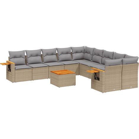 Maison Exclusive - Set de sofás de jardín 11pzas con cojines ratá (1/5)