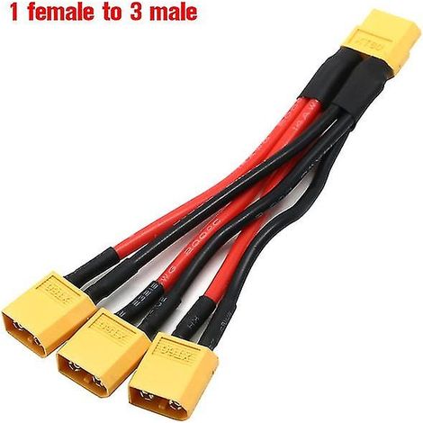 Connecteur de batterie parallèle XT60 1 vers 2 / 1 vers 3, câble mâle/femelle, rallonge double, répartiteur en Y, silicone W (1/5)