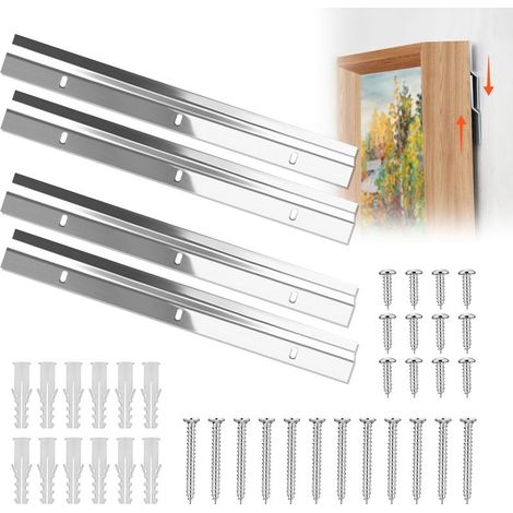 4 Pièces Clip de Fixation Murale en Z Support Mural Fixation Miroir 30cm Fixation Tableau avec Vis Fixation Miroir Lourd Emboîtement Accroche Miroir pour Suspendre des Cadres Résistants (1/5)