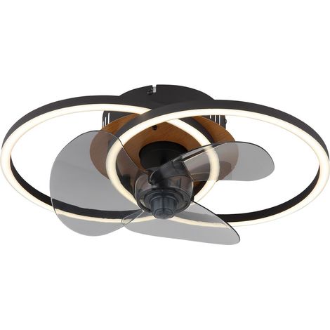 Globo Karen Ventilateur de plafond 3 pales noir mat, 2 LED à intensité variable 2700-6500 K, télécommande et minuterie (1/5)