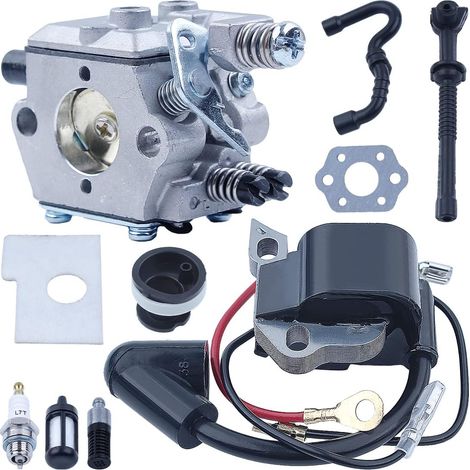 Kit carburateur et bobine d'allumage compatible avec Stihl MS180 MS170 017 018 pour tronçonneuses 11301200601, Carburateur, Bobine d'allumage, Bougie, Filtre à air, Ligne d'huile, Filtre à huile, Lign (1/5)