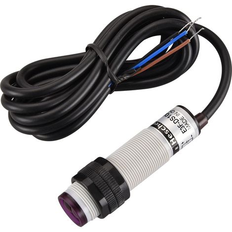 Commutateur de proximité photoélectrique infrarouge M18, type de réflexion diffuse, E3F-DS100C4, distance de détection 10-100 cm, 10-30 VDC 200 mA, NPN normalement ouvert (NO), 3 fils (1/5)