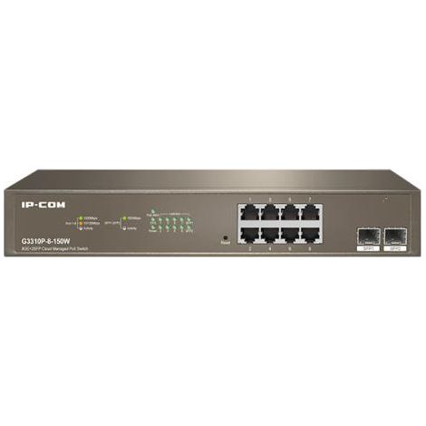 Ip-Com IP-COM Networks G3310P-8-150W switch di rete Gestito L2 Gigabit Ethernet (10/100/1000) Supporto Power over Ethernet (PoE) Grigio (1/4)