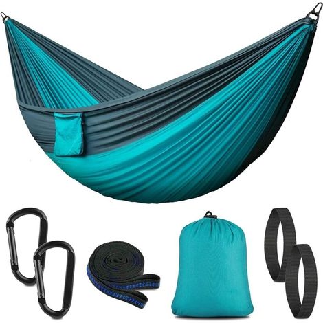 Camping Hammock with Mosquito Net, 300kg Load Capacity, 2 Person Outdoor Hammock, Breathable Quick-Drying Parachute Nylon, Ultralight Hammock Suitable for Camping