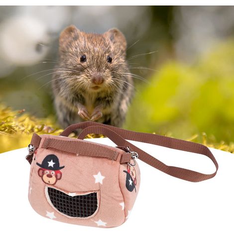 Sac de transport portable et respirant en flanelle couleur café pour hamster, cochon d'Inde, écureuil et chinchilla. (1/5)