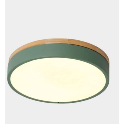 [NIEMALS VERWENDET] Grüne Deckenleuchte, moderne runde Holz-Deckenleuchte, 4000K, geeignet für Schlafzimmer, Flur, 30 cm, 24W (warmes Licht)