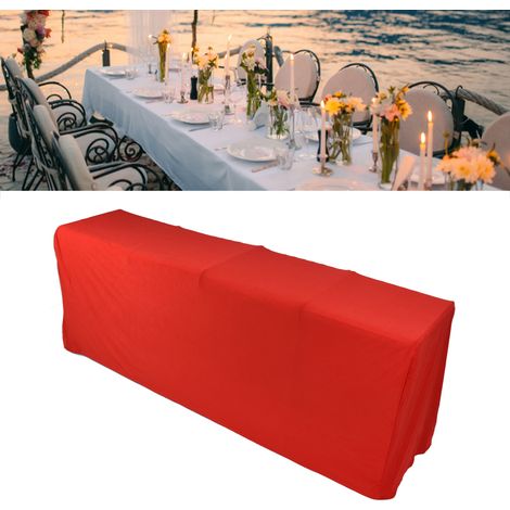 Nappe extensible rouge, une nappe polyvalente pour les mariages, les banquets et les fêtes. 122 cm. (1/5)