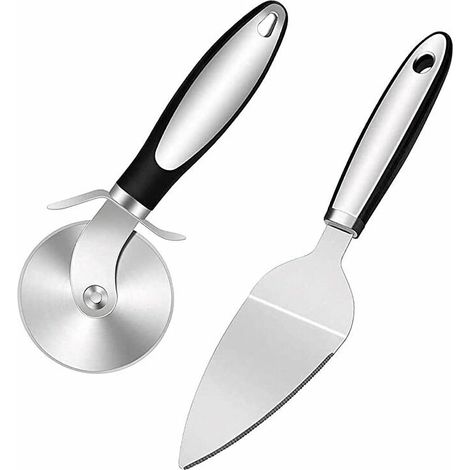 Pizzaschneider-Set, Pizza-Roulette, professioneller Pizzaschneider, Pizza-Roulette-Pizzaschieber, Pizzamesser mit Edelstahlklinge, ergonomischer Griff aus PP-Material (1/5)