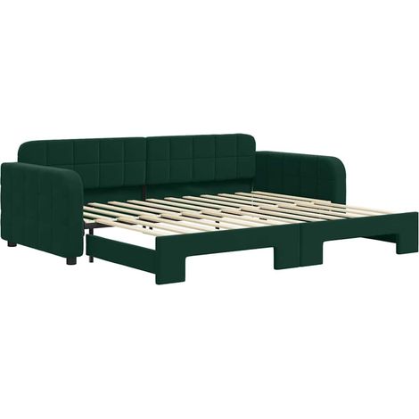 Maison Exclusive - Tagesbett Ausziehbar Dunkelgrün 90x200 cm Samt