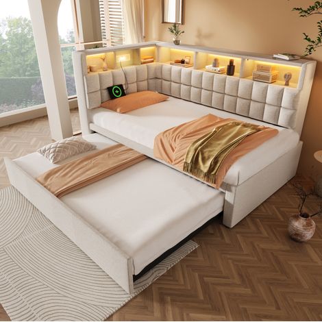 Ausziehbett 90x200 mit Gästebett 90x190, LED, Bluetooth, USB-C HAVRYA (1/5)