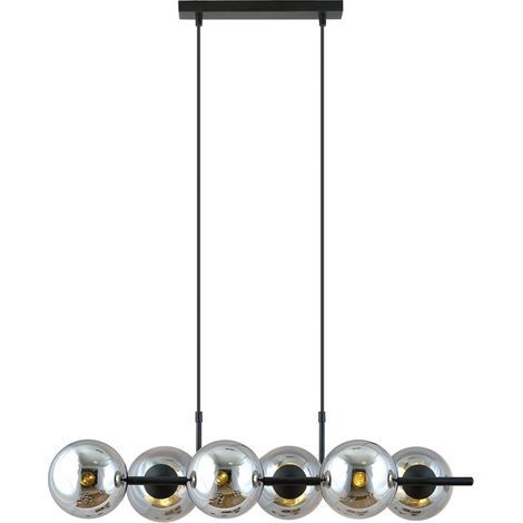 Lampada a Sospensione Rory, Acciaio verniciato a polvere, Vetro, Nero, Grigio, 95x110x29 cm