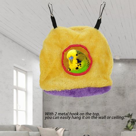 Nid pour perroquet, hamac suspendu en peluche chaude et coupe-vent, niche pour oiseau de compagnie, jaune M (1/5)