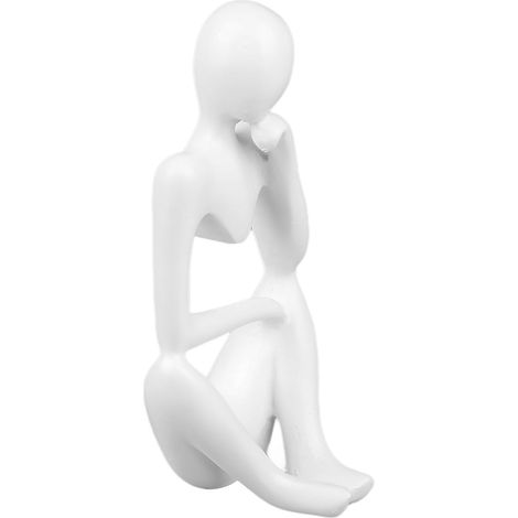 Statue de Penseur Moderne en Résine Blanche, Sculpture Abstraite pour Déco Bureau, Salon ou Bibliothèque (1/5)