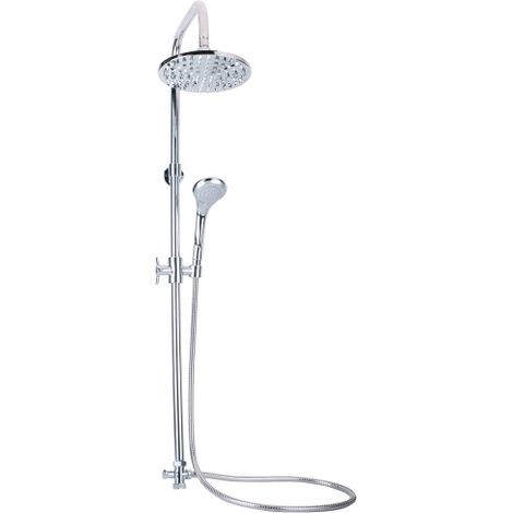 Idroweb – Colonne de douche thermostatique – Finition chromée – Pommeau rond – Jet pluie – Longueur 2.015m – Avec saliscendi et deviateur (1/3)