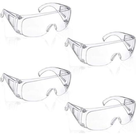 4 Paires Lunette Protection, Lunettes de Sécurité Transparentes, Lunettes de Protection la Sécurité en Laboratoire, Lunettes de Sécurité (1/5)