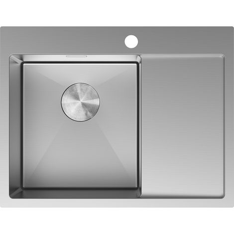 Mexen Exar fregadero de acero inoxidable de 1 cubeta con escurridor izquierdo 620 x 480 mm, inox - 6431621005L-01 (1/5)