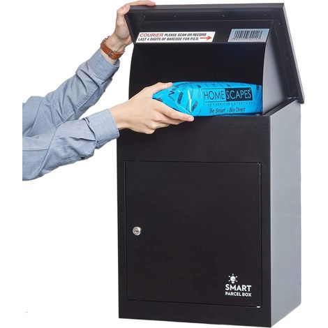 SMART PARCEL BOX® Medium Wall Mounted Parcel Box Front Removal Black