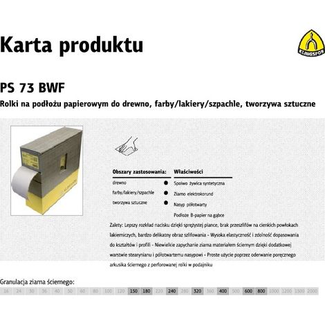 Klingspor 321757 Rollos con Soporte de Papel, PS 73 BWF, 240 Grano, 115 mm x 25000 mm