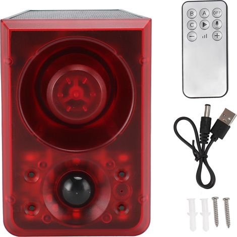 Ortviai Alarme Solaire Extérieure avec Détecteur de Mouvement, 3 Modes, Étanche IP55, Lampe Stroboscopique et Sirène pour Jardin, Ferme, Villa