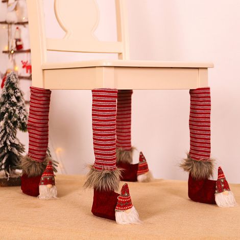 Housse Pour Pied De Chaise - Lin - 42 X 16 5 X 0 5 Cm - Décoration De Fête De Noël Et D'Halloween - Lot De 4 (1/5)