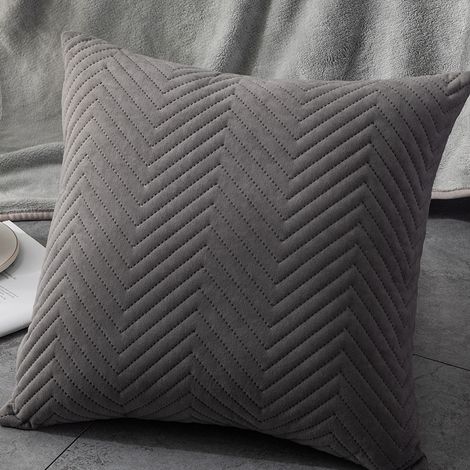 Lot de 2 taies d'oreiller décoratives pour canapé, salon, chambre, 45x45 cm, anthracite, design élégant.